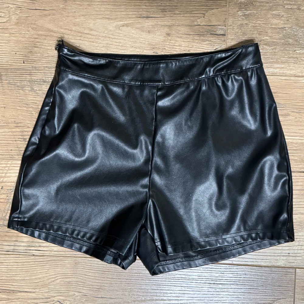 Black Faux Leather Shorts - FREE SHIPPING